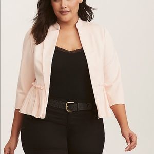 Blush ruffled peplum blazer. Brand new! Never worn